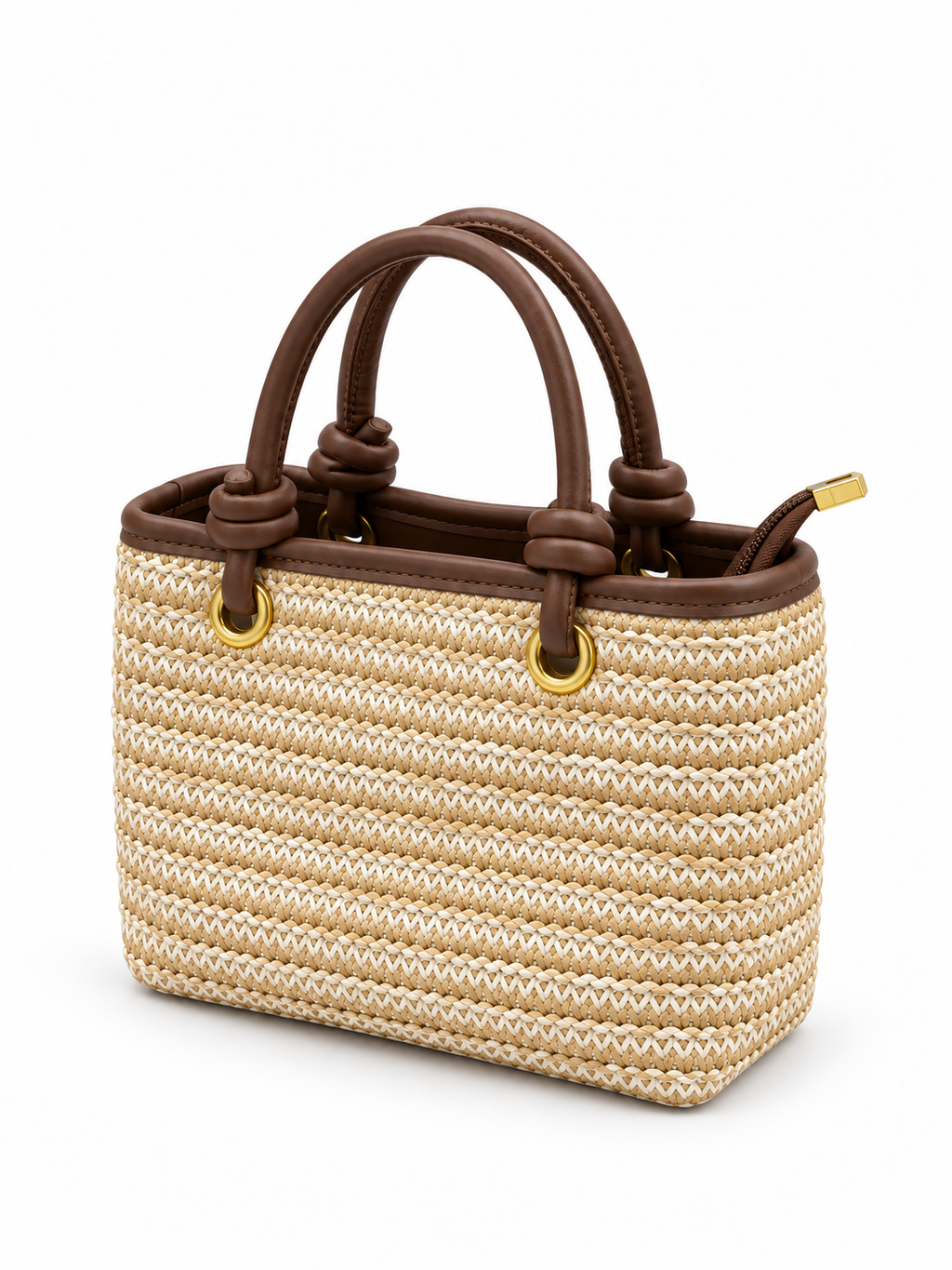 Natural Woven Mini Tote Bag