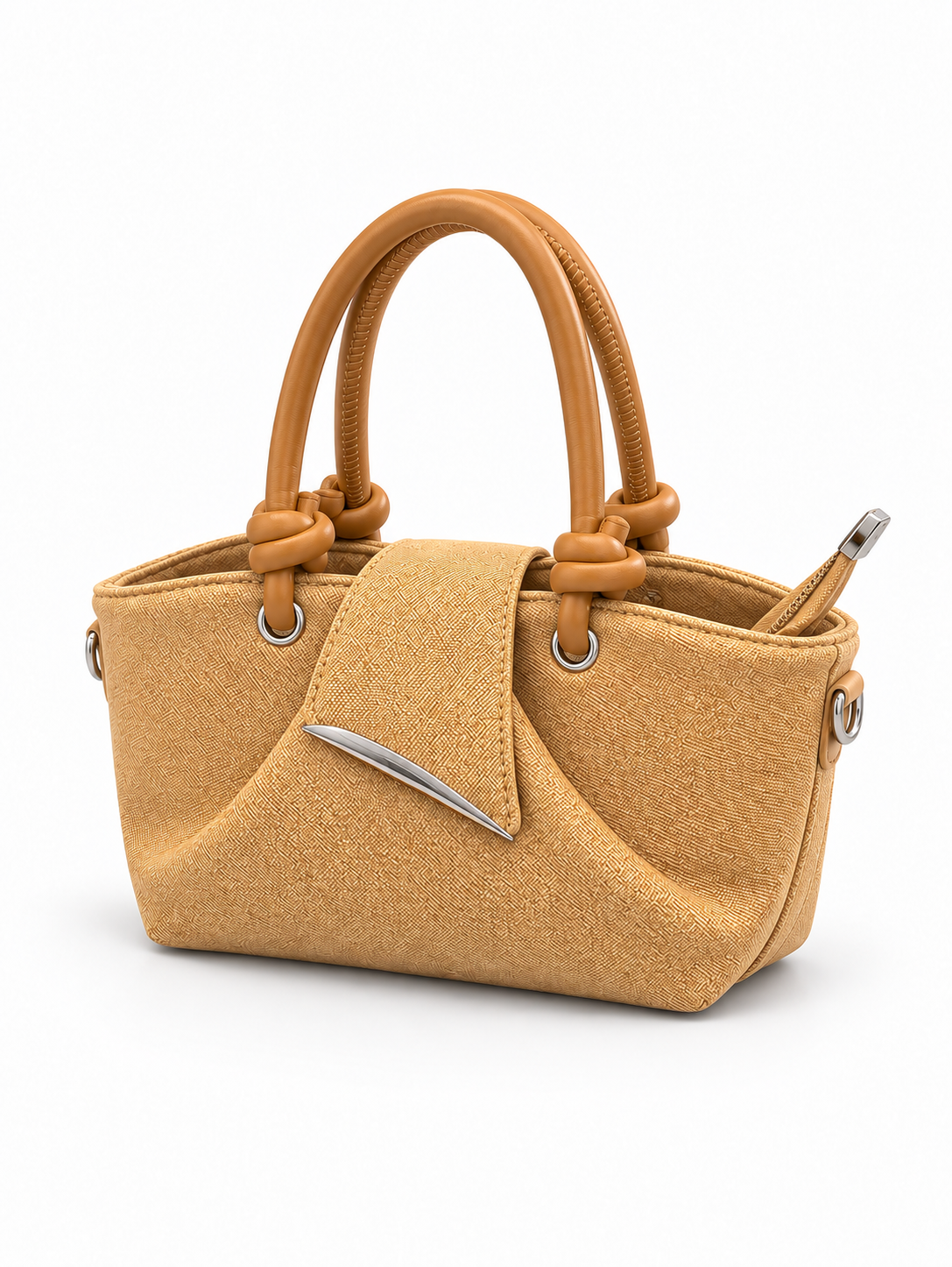 Knotted Handle Flap Mini Tote Bag