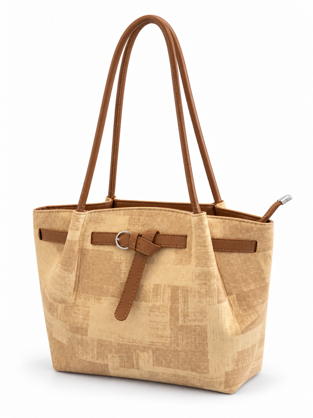 Patterned Belt Detail Shoulder Bag