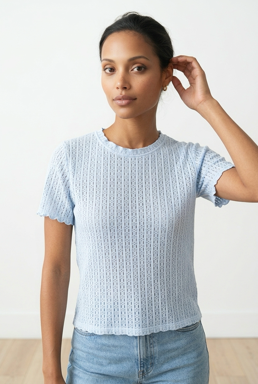 Textured Short-Sleeve Top
