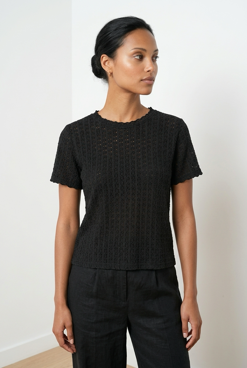 Textured Short-Sleeve Top