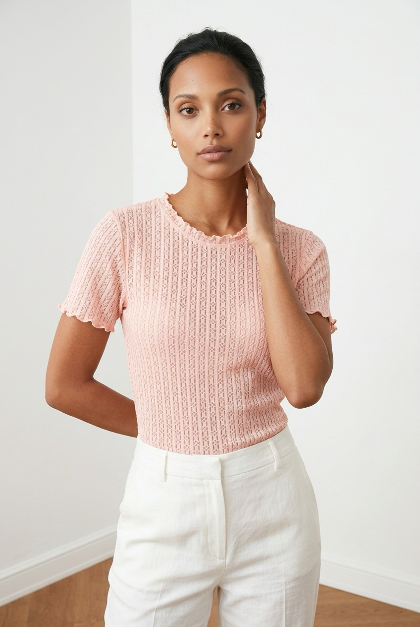 Textured Short-Sleeve Top
