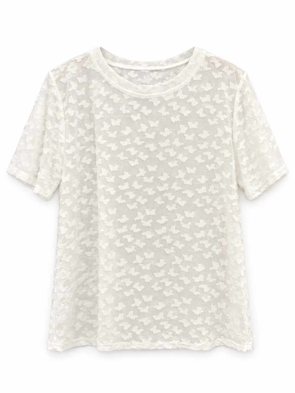 Butterfly Textured Short-Sleeve Top