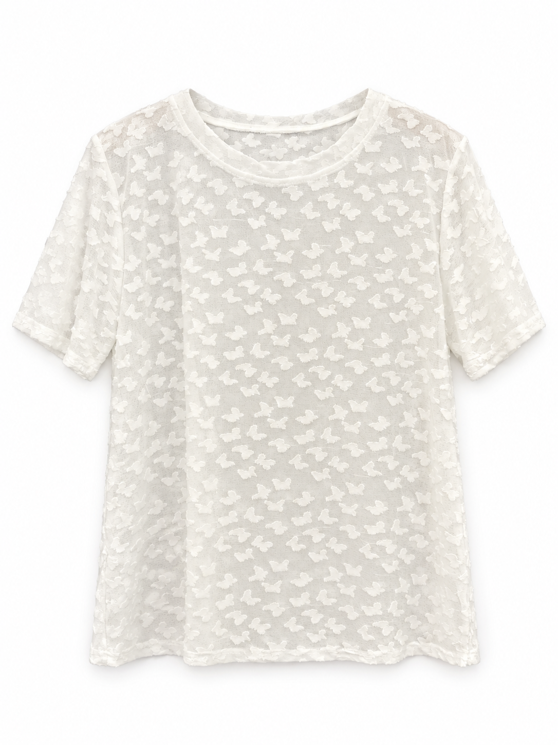 Butterfly Textured Short-Sleeve Top