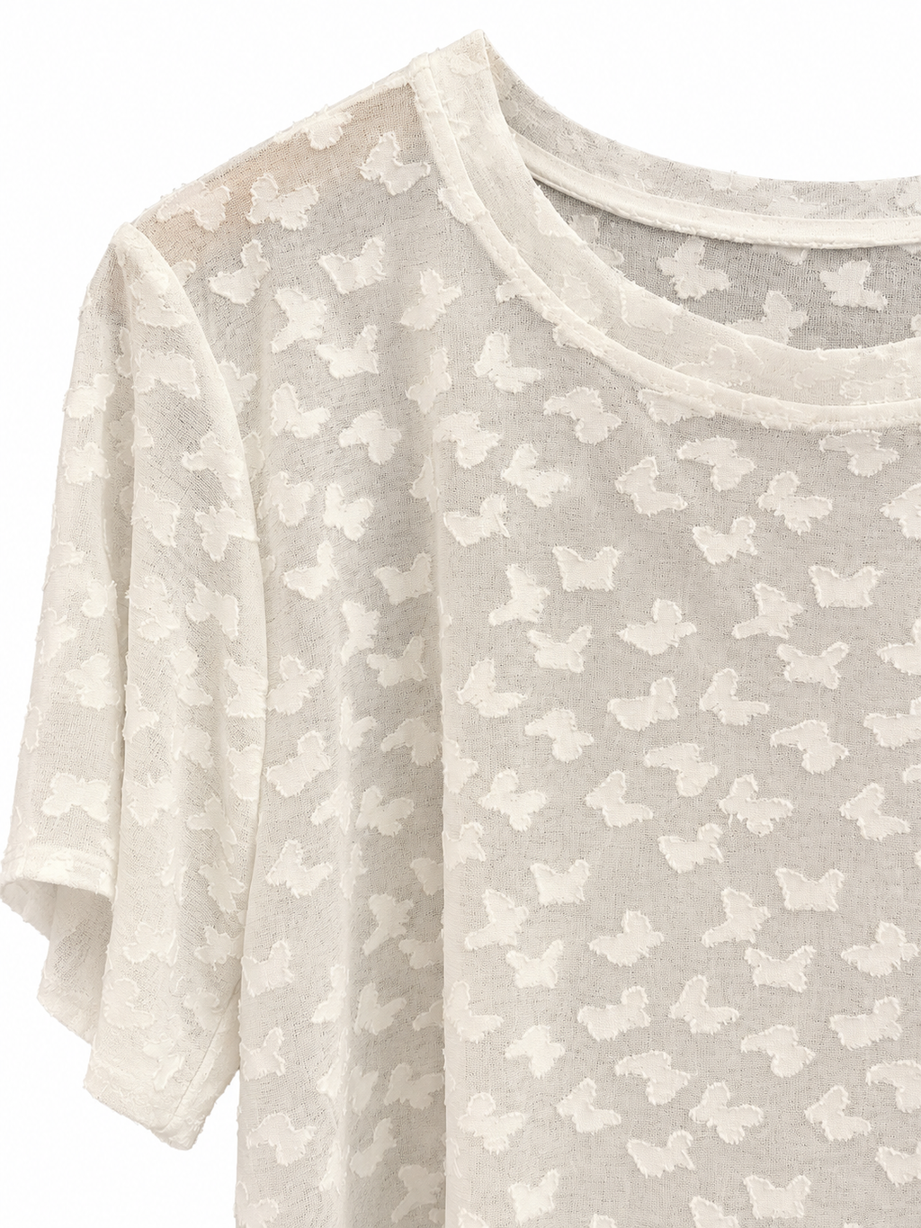 Butterfly Textured Short-Sleeve Top