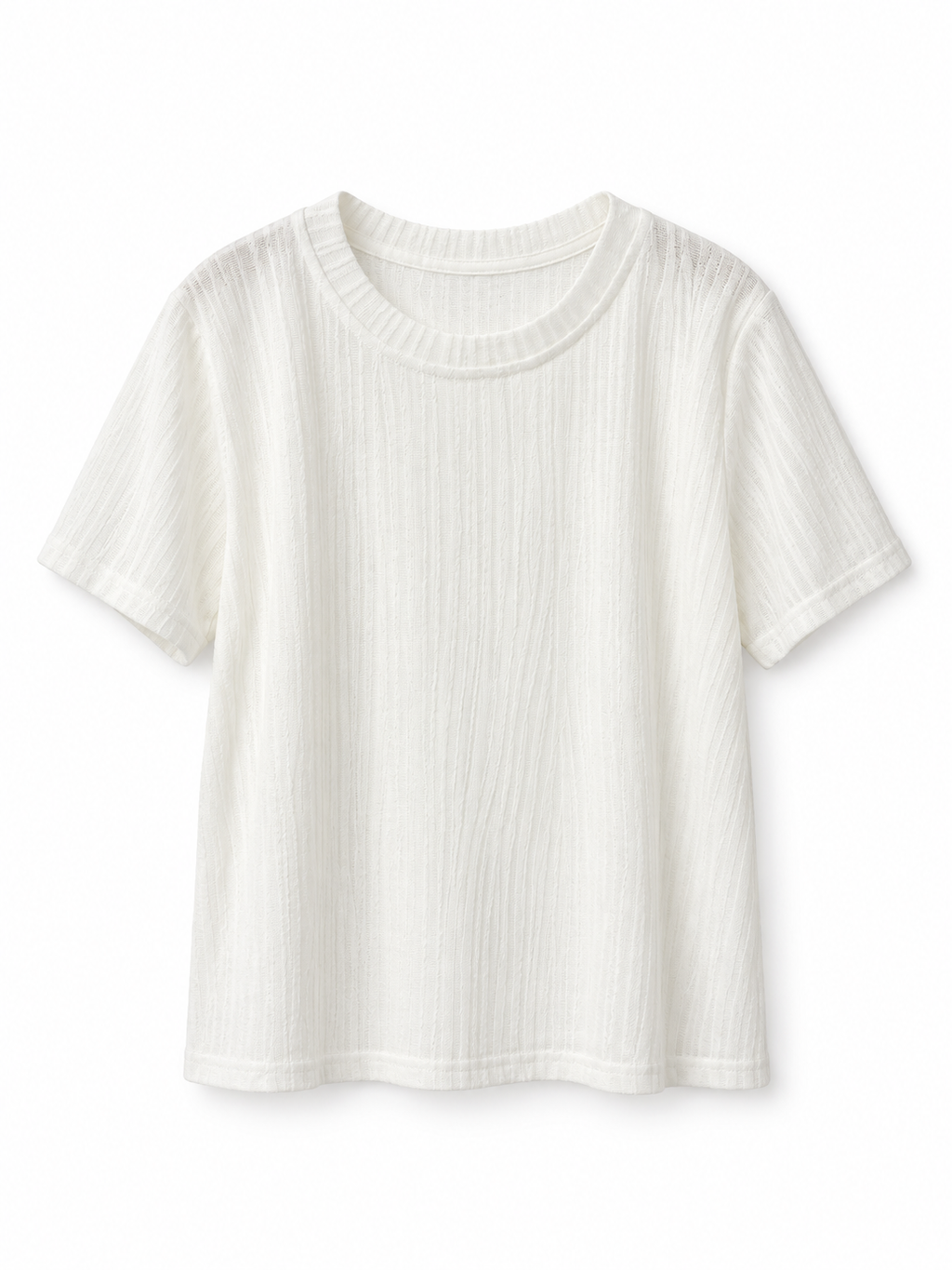 Ribbed Textured Short-Sleeve Top