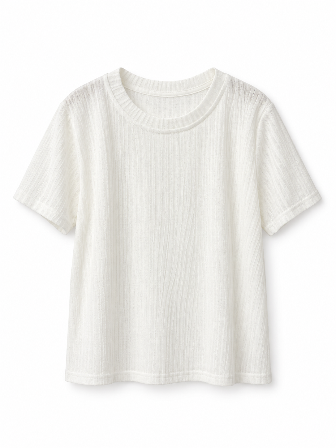 Ribbed Textured Short-Sleeve Top