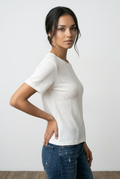 Ribbed Textured Short-Sleeve Top