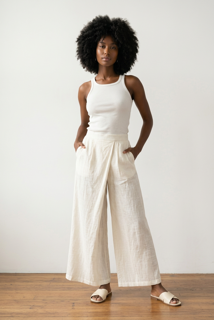 Textured Wide-Leg Trousers