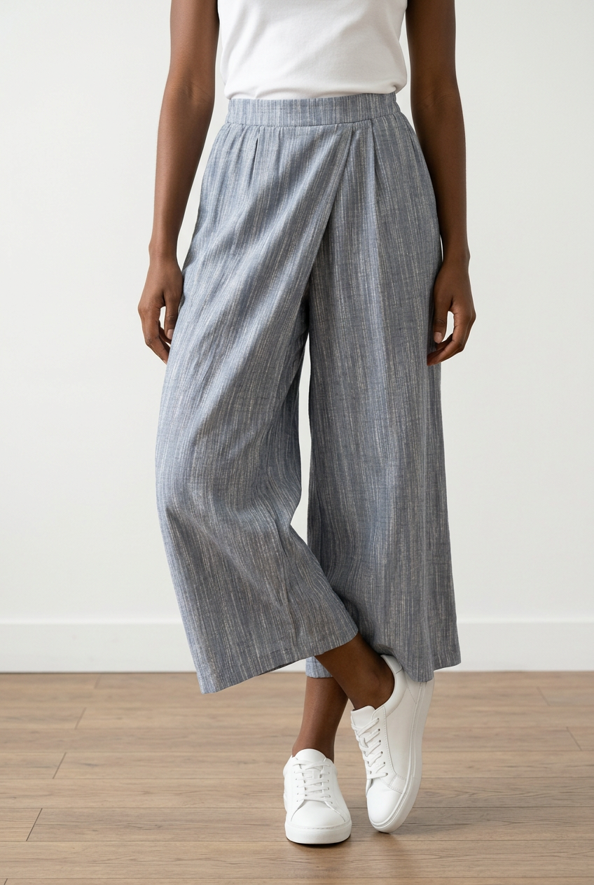 Textured Wide-Leg Trousers
