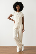 Double Pleated Straight Leg Trousers