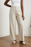 Double Pleated Straight Leg Trousers