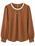 Silk Shirt with Pearl on the Neck