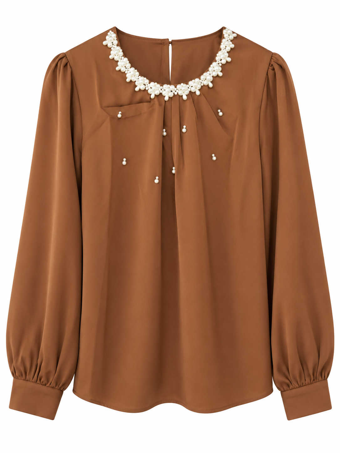 Silk Shirt with Pearl on the Neck