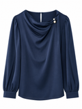 Draped-Neck Silk Shirt