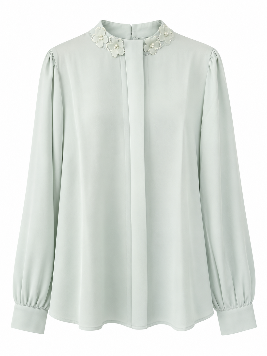 Silk Shirt with Floral Appliqué
