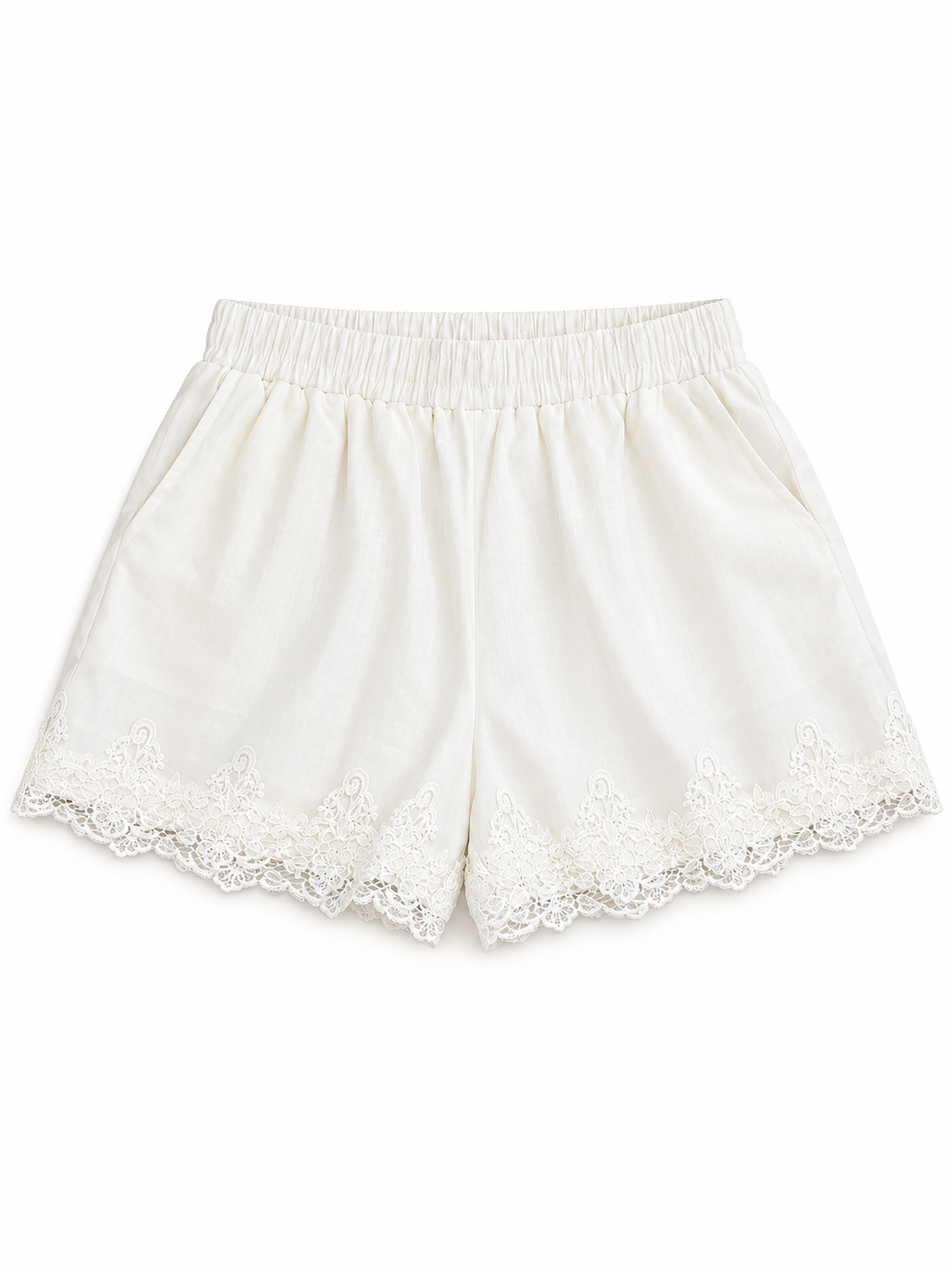 Floral Lace-Trim Shorts