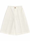 Linen Wide-Leg Bermuda Shorts