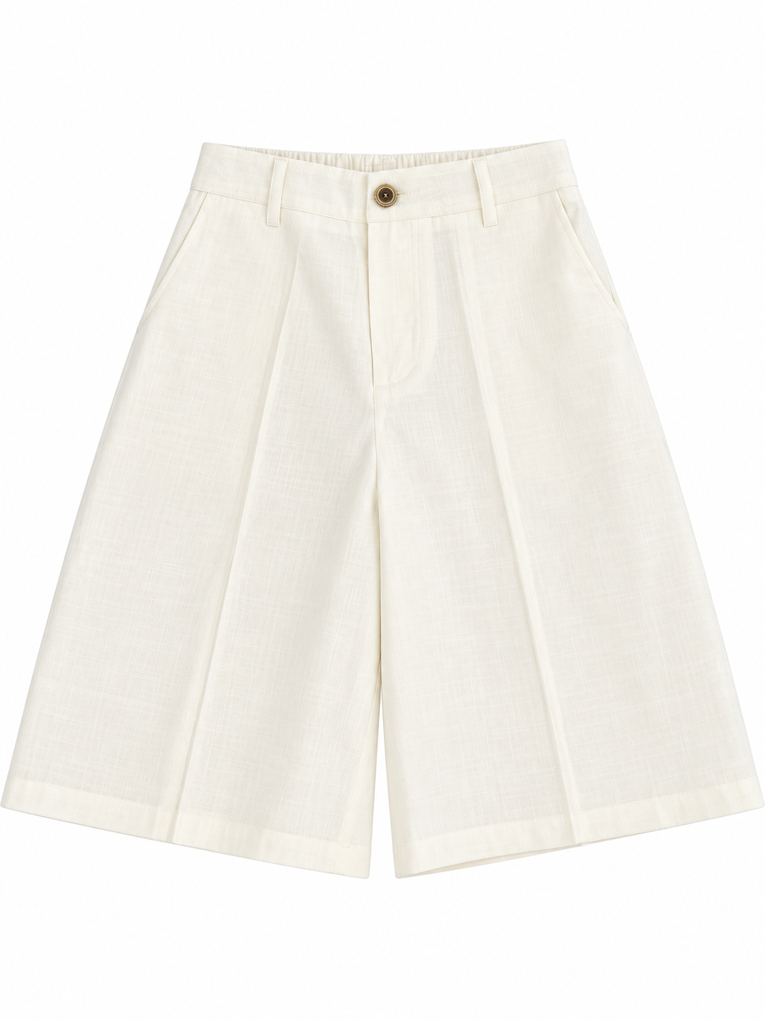 Linen Wide-Leg Bermuda Shorts