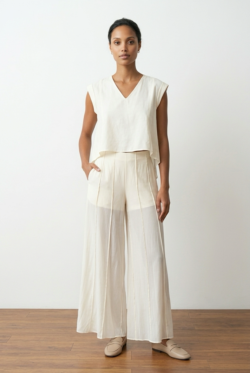 High-Low Top & Wide-Leg Co-Ord Set