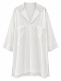 White Lace Collar Oversized Shirt