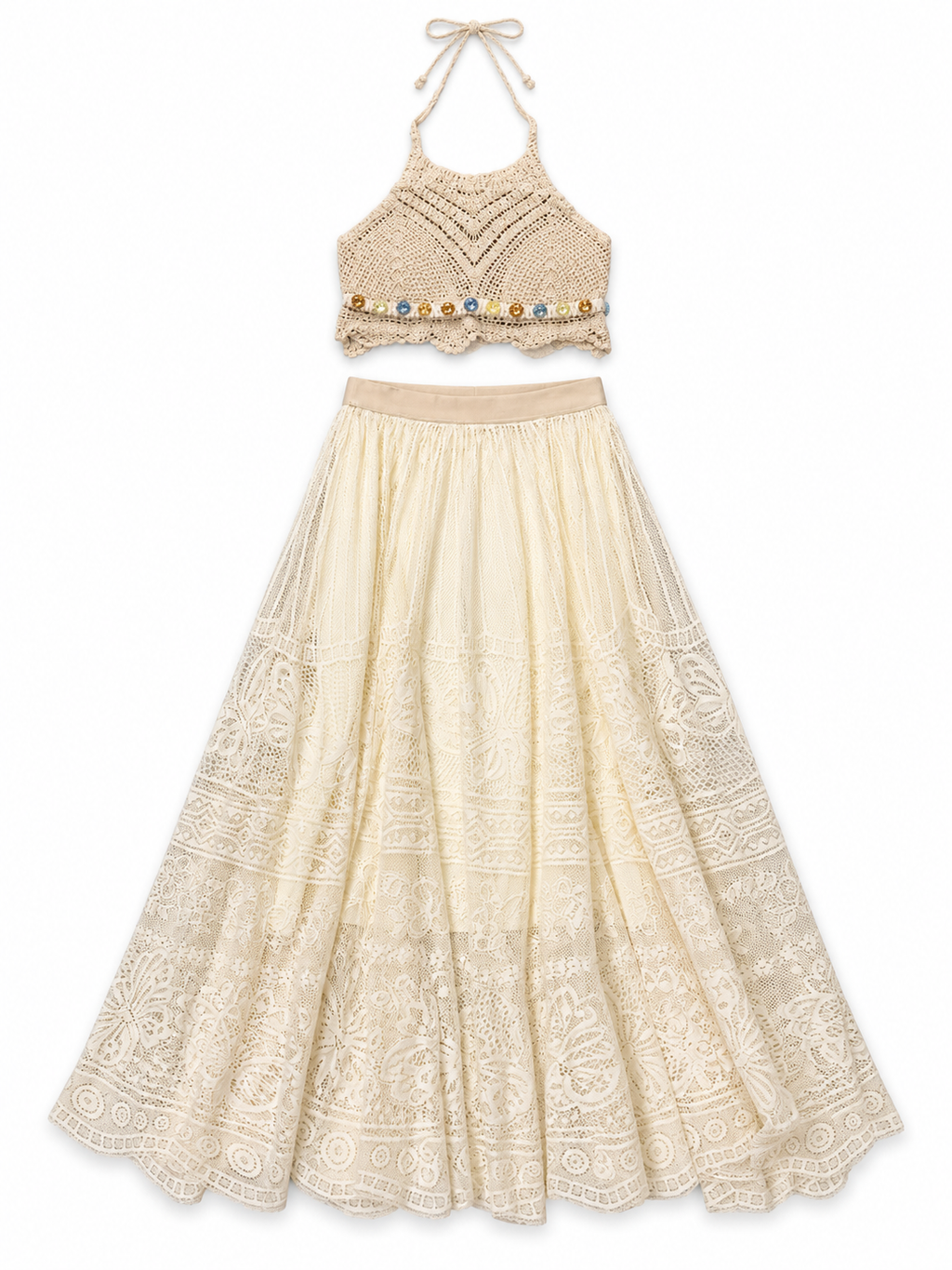 Crochet Top & Maxi Skirt Beachwear Set