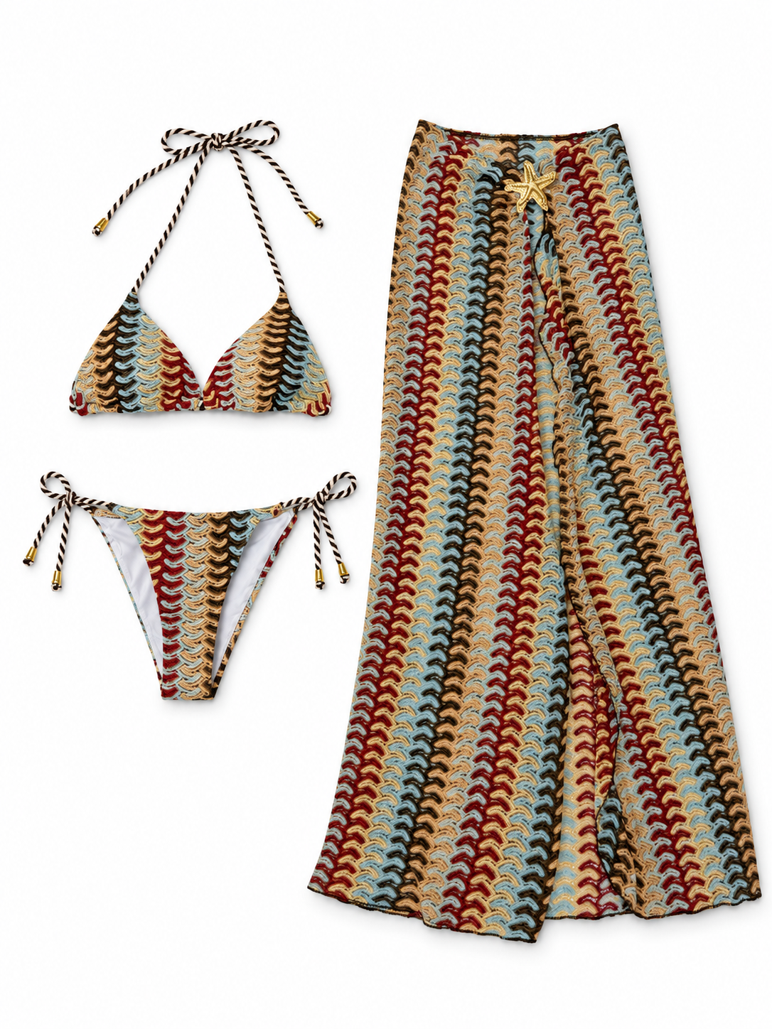Wave Print Bikini Set