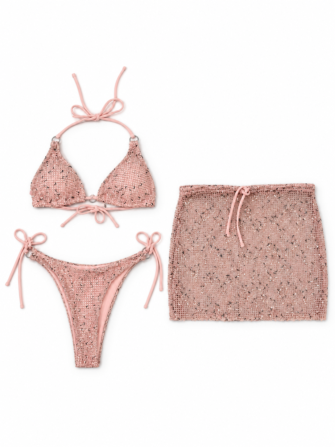 Rust Sparkle Bikini & Mini Skirt Set