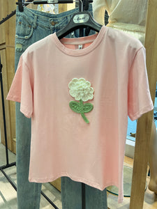 T-Shirt with Crochet Flower