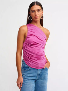 One-Shoulder Gathered top